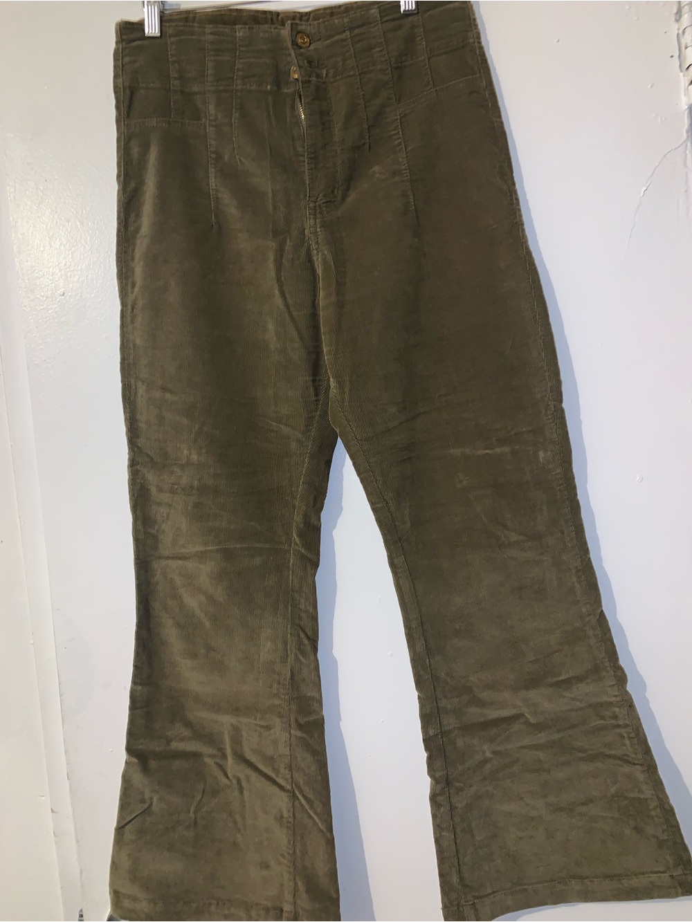 Free People Olive Corduroy Flare Pants